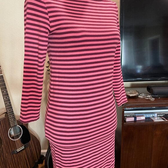 H&M Women's Basic Striped Heather & Pink Tunic/Dress - Picture 2 of 3
